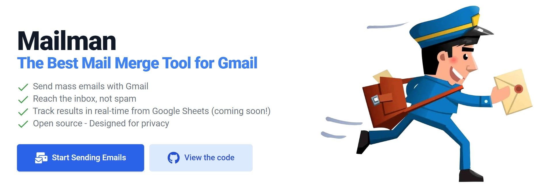 Mailman: The best mail merge tool for Gmail sign-up page