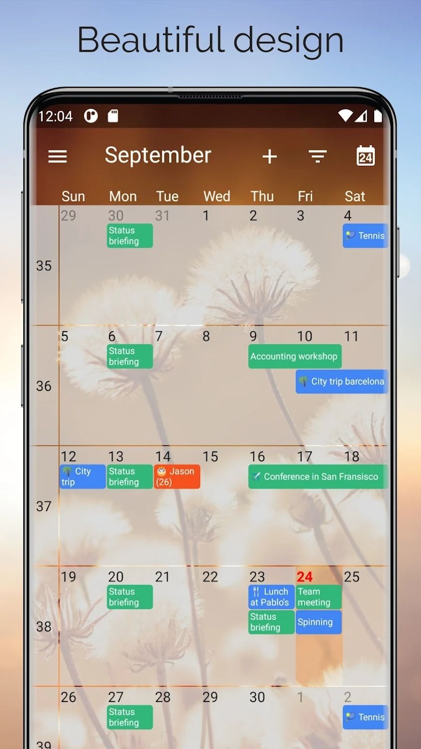 one calendar app home view