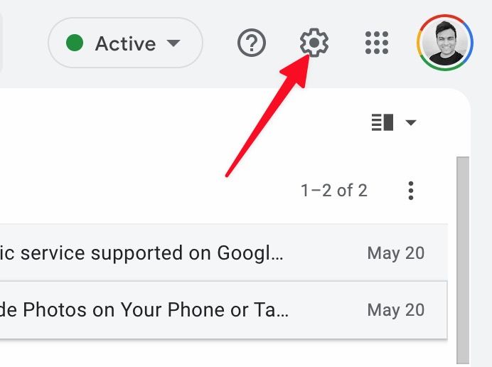 Click the Settings gear to open the Gmail settings