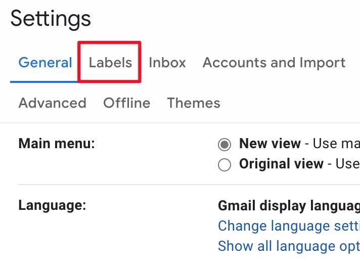 Select the Labels tab to create labels