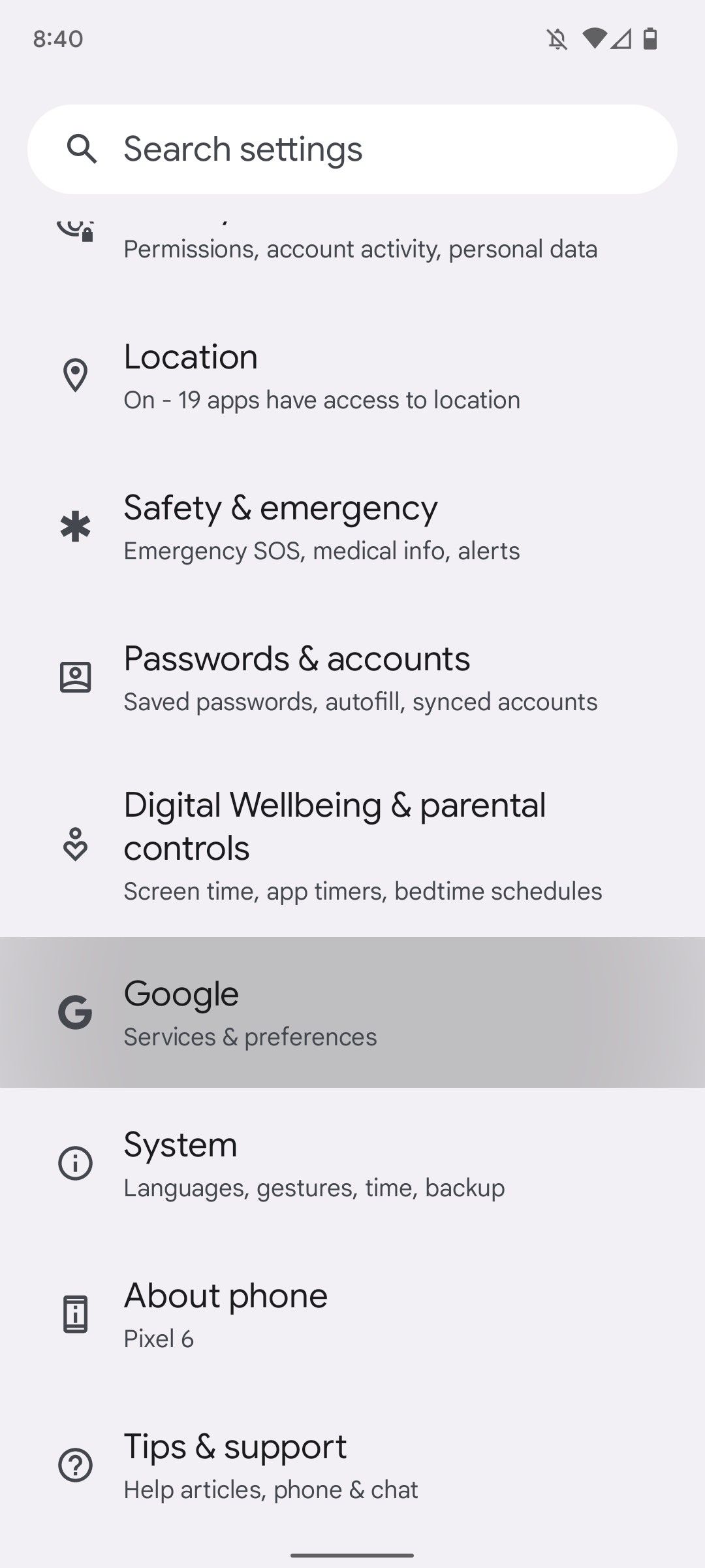 pixel-6-settings-google-option