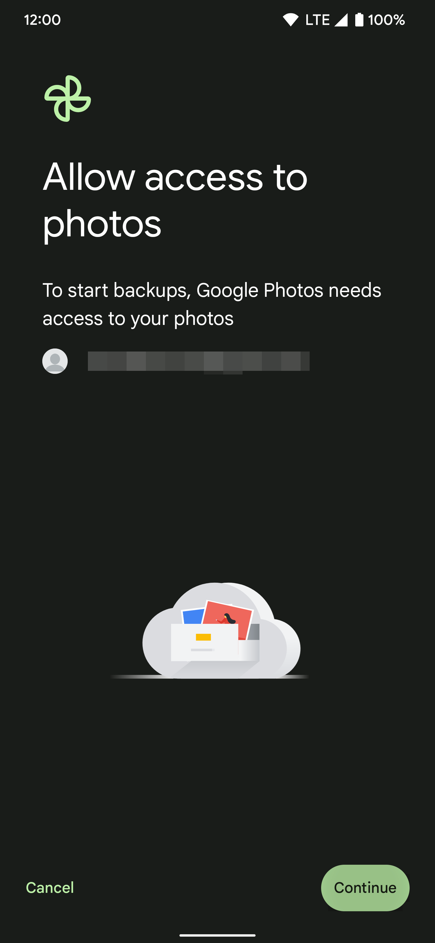 Allowing Google Photos access to the Google One app