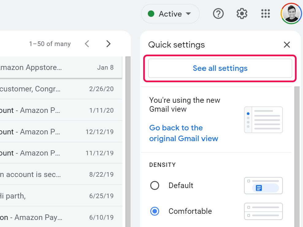 abra o Gmail todas as configurações na web