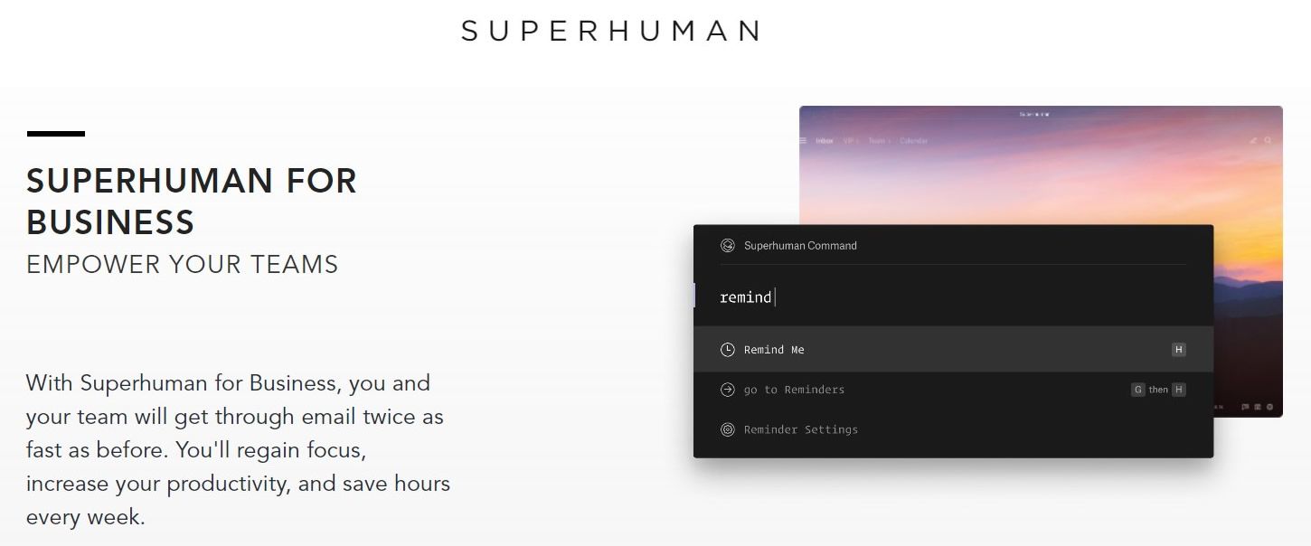 Sign-up page for Superhuman