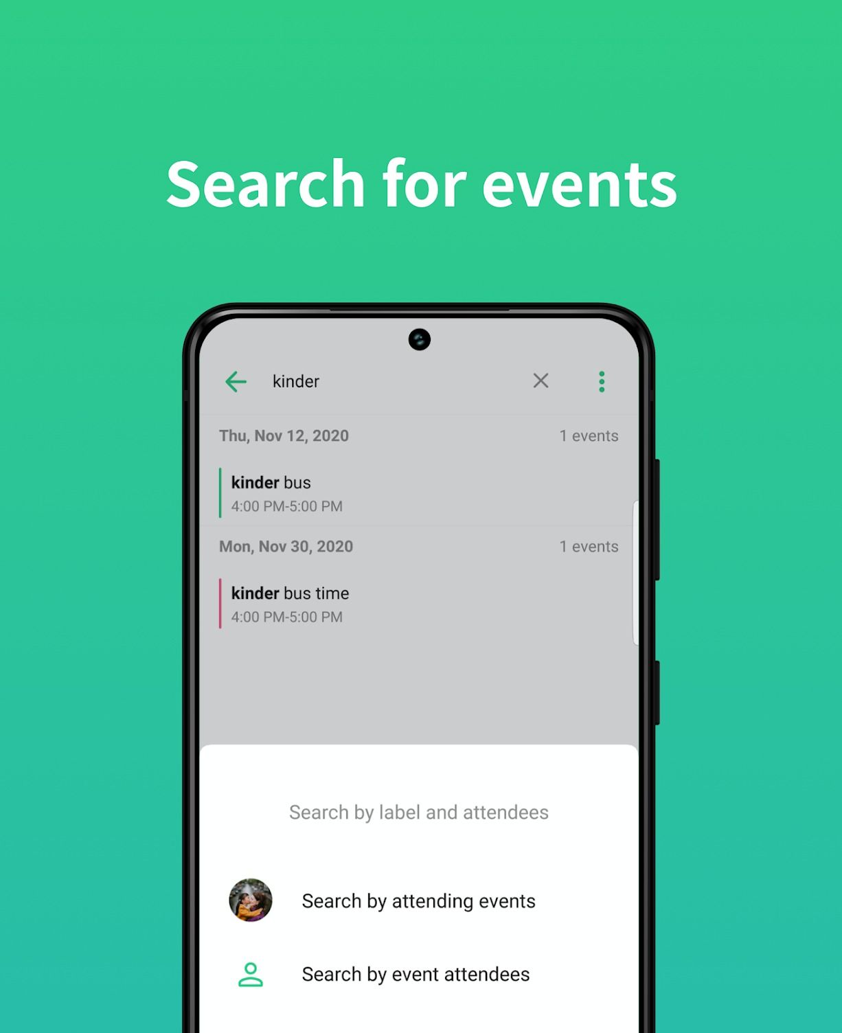 time tree app event view