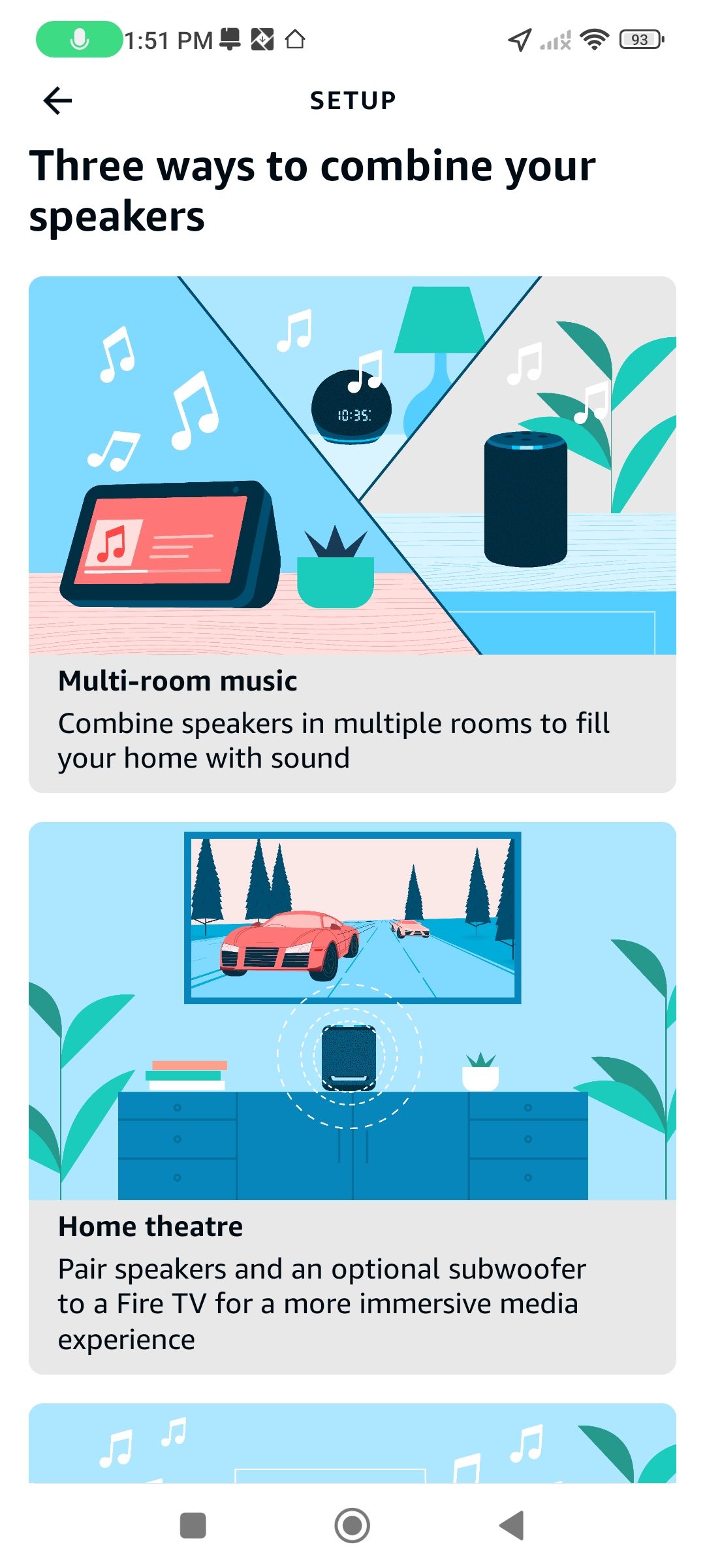 A screenshot of the Amazon Alexa app's speakers page.