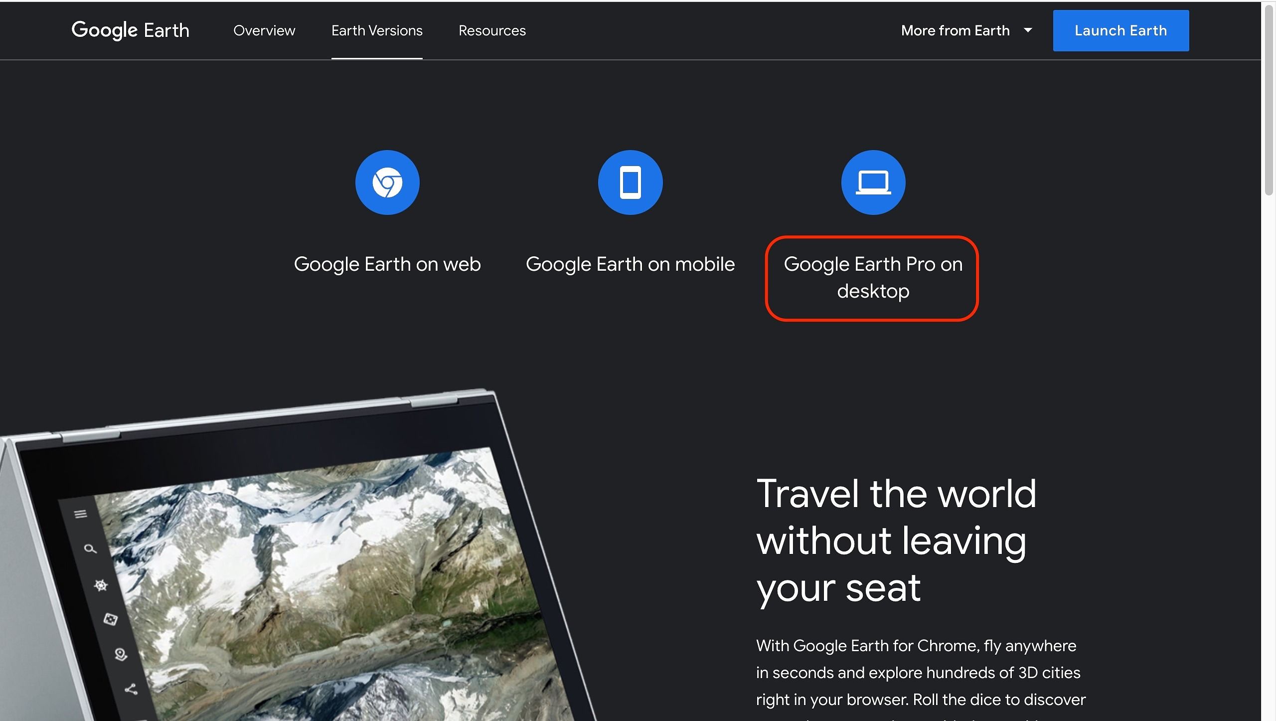 Unduh Google Earth Pro untuk desktop