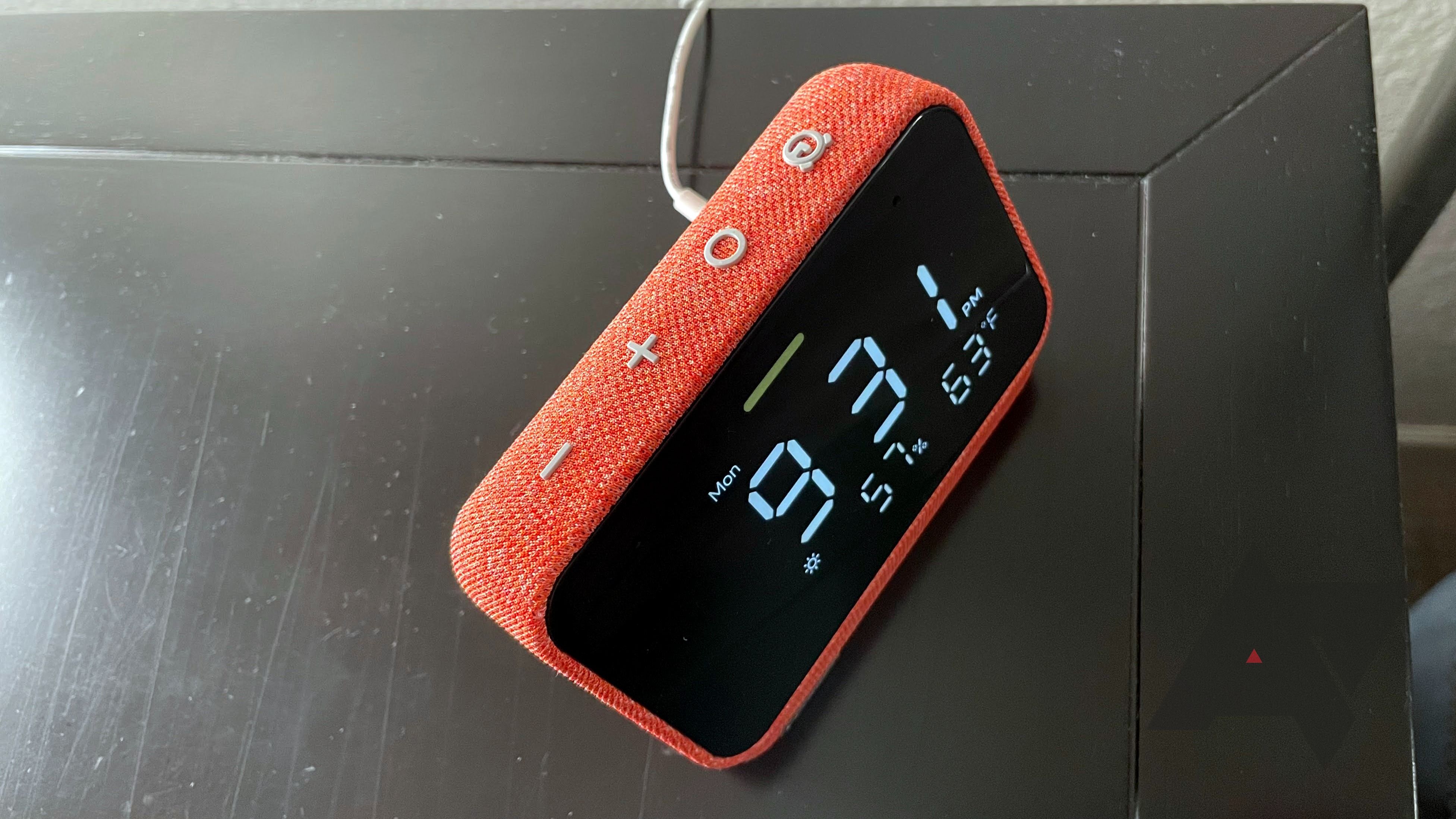 The top of Lenovo's Smart Clock Essential (with Alexa)