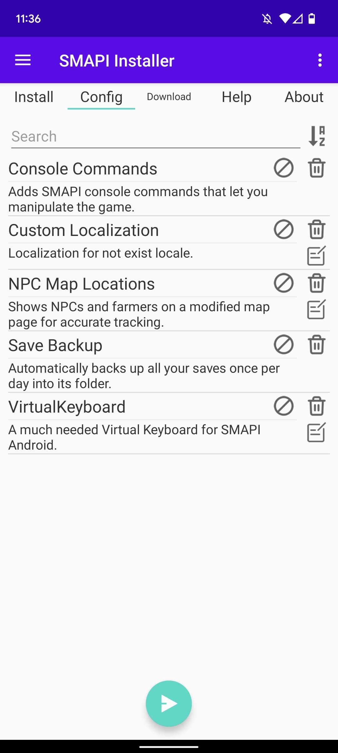 screenshot of the SMAPI app's installation page