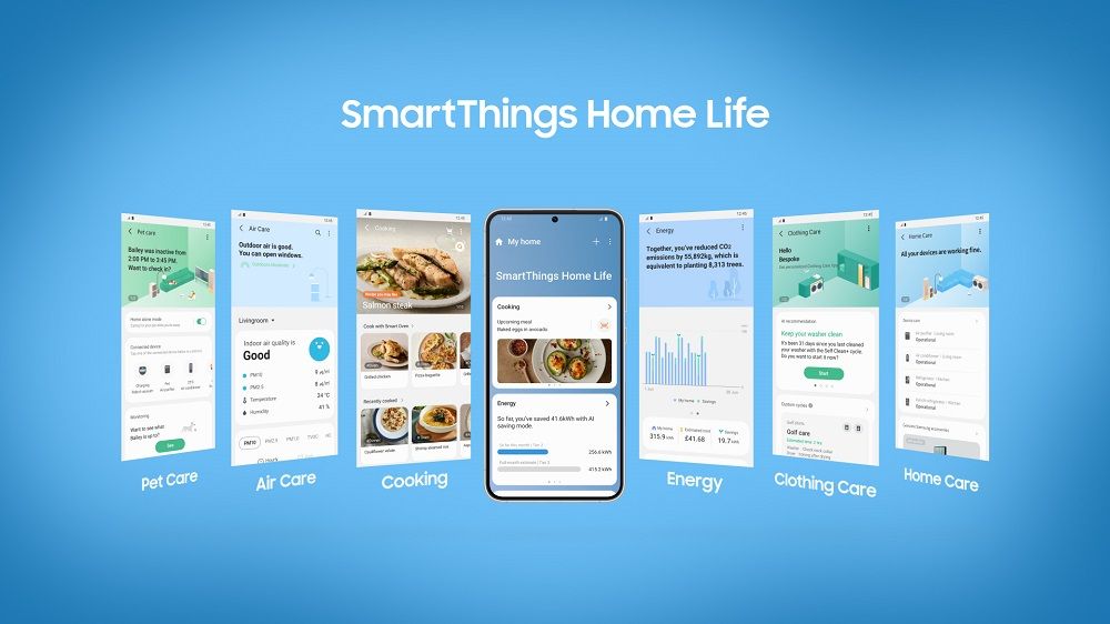 A representation of the Samsung SmartThings Home Life range of services