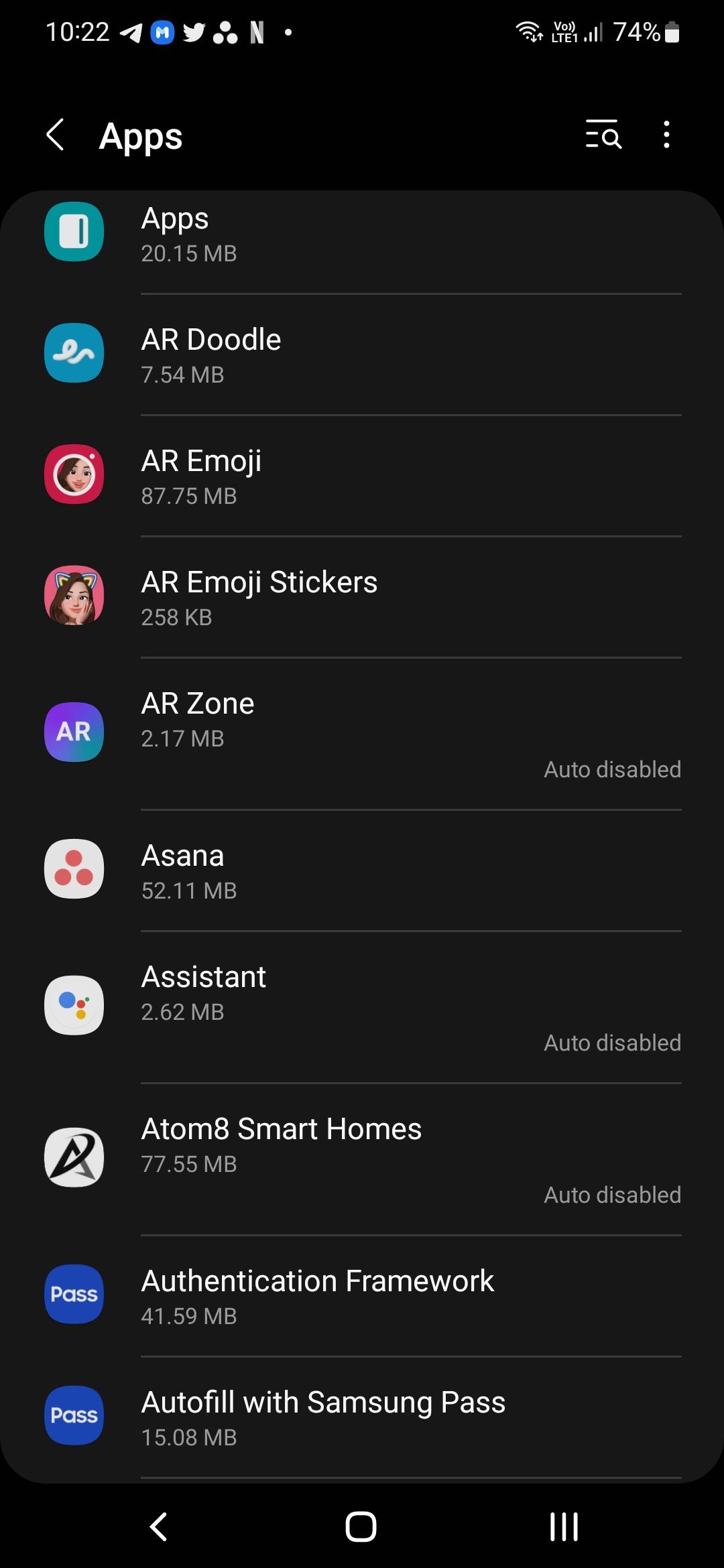 A captura de tela mostra a página do menu do aplicativo Samsung Phone nas configurações.