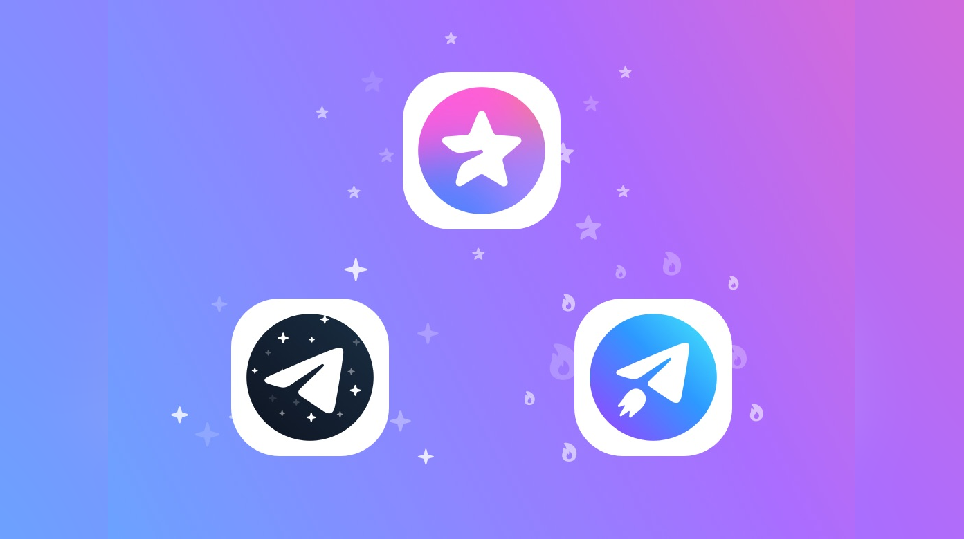 illustration of three Telegram Premium icons