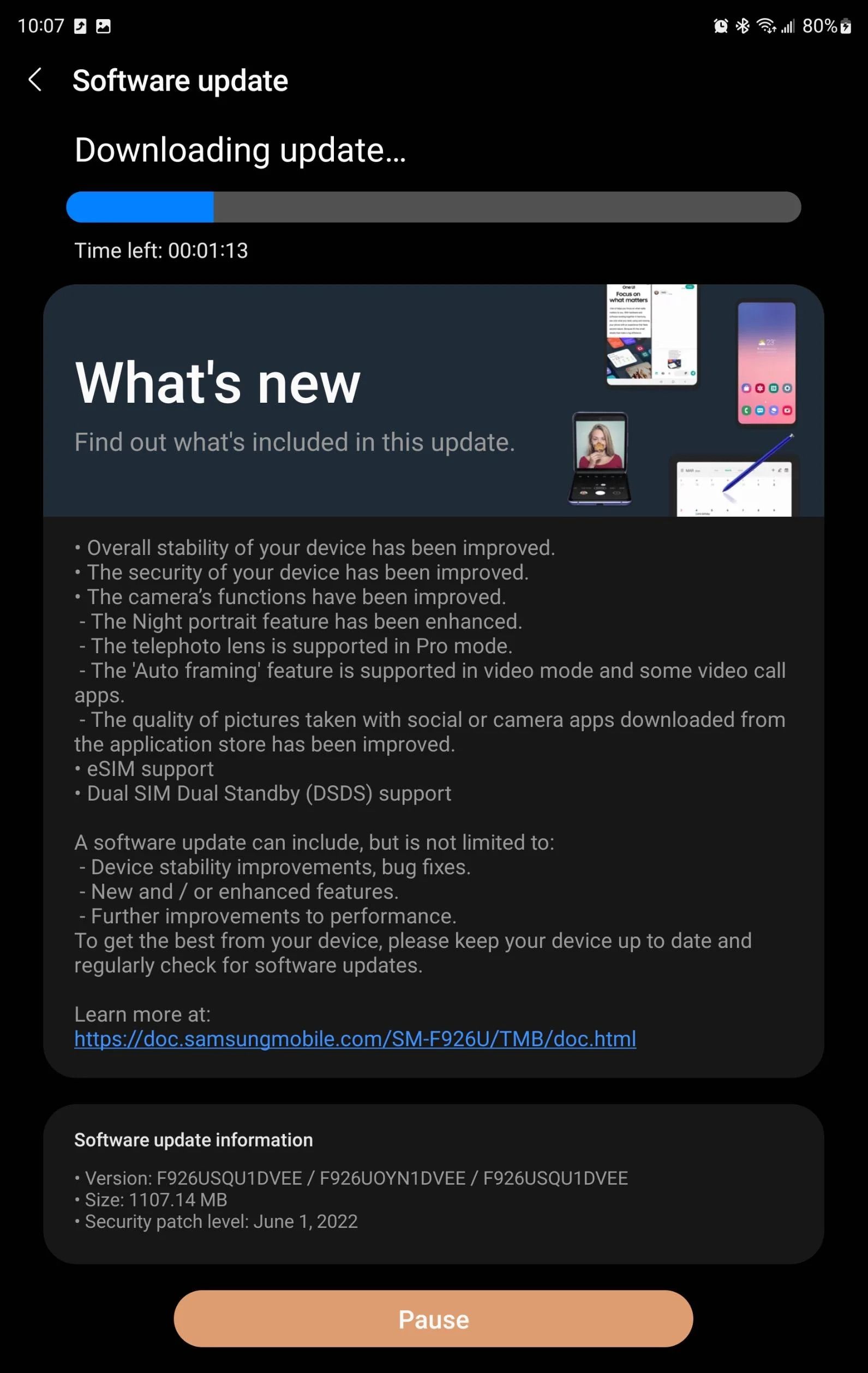 Galaxy Z Fold3 June 2022 update