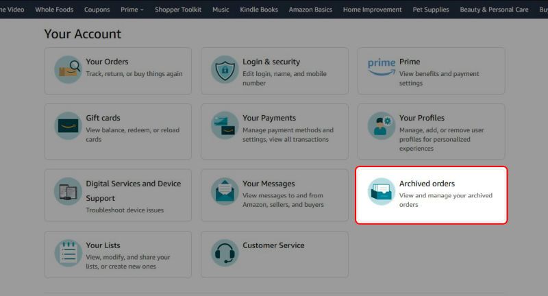 How to archive and find Amazon orders