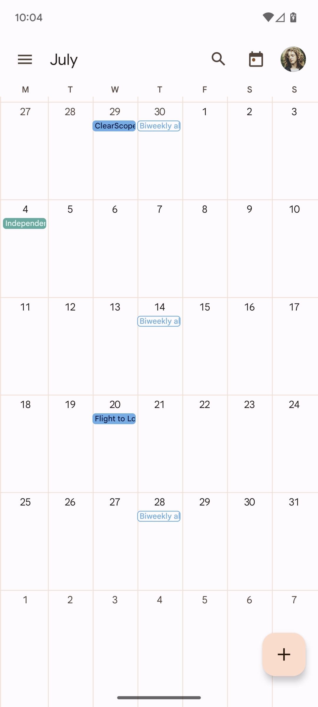 View all of your events on the calander homescreen.