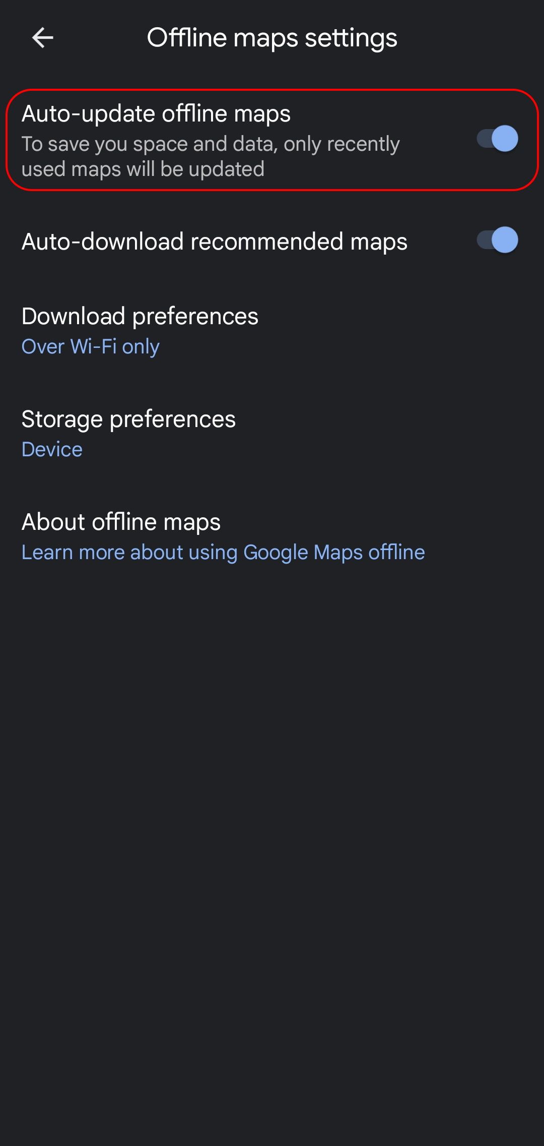 Google Maps Auto Update Offline Maps 