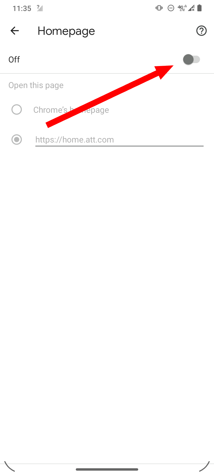 Enable chrome homepage on Android