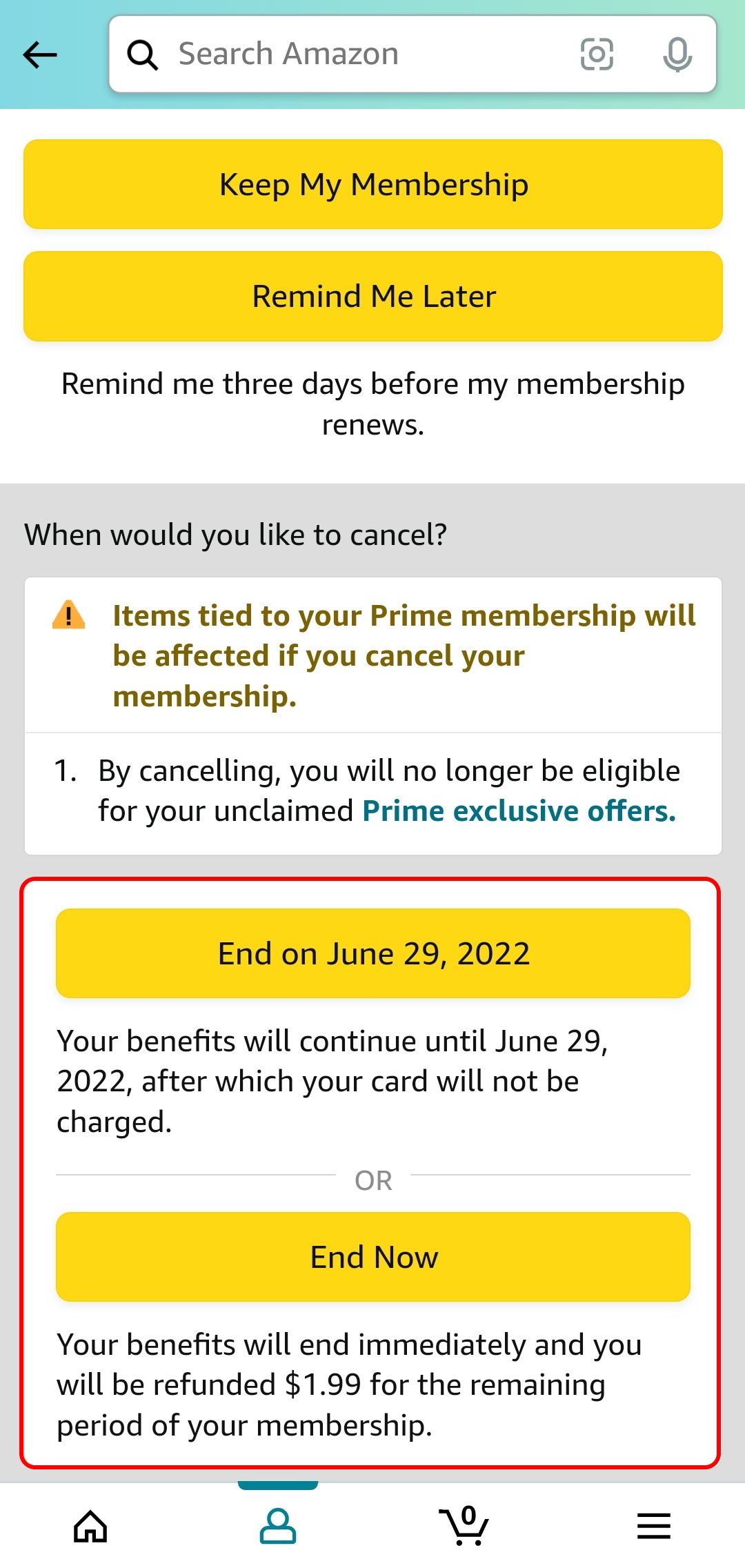 How to cancel your  Prime subscription and close your