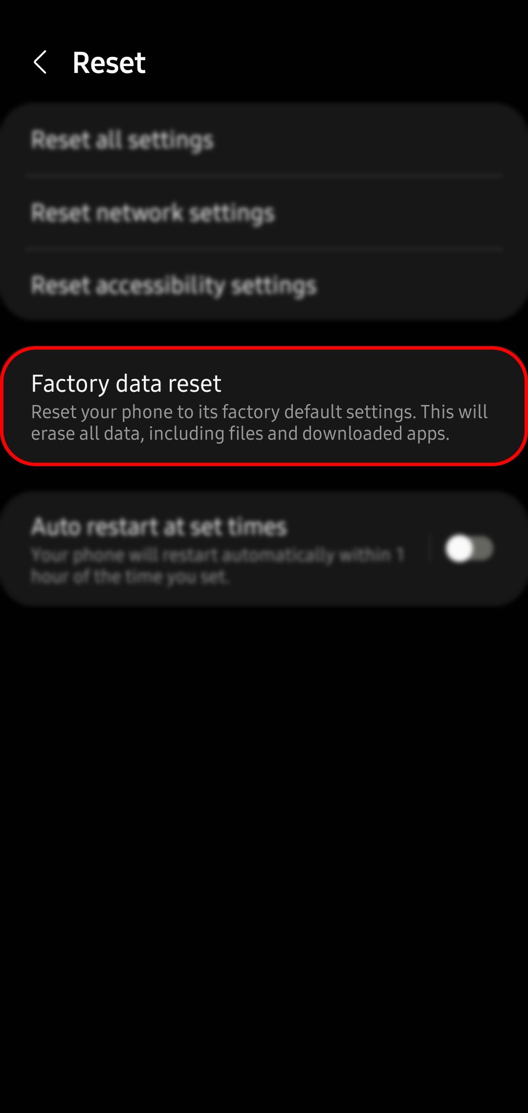 factory reset flip 6 samsung