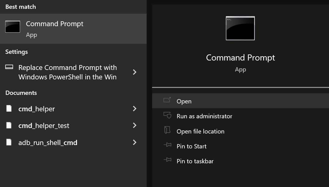The Command Prompt app in the Windows 11 search bar showing it about to be opened.