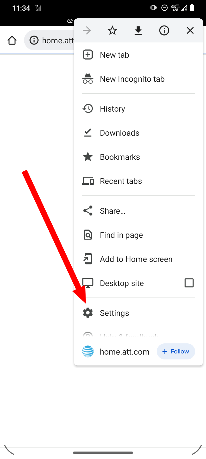 head to Settings in Chrome for Android