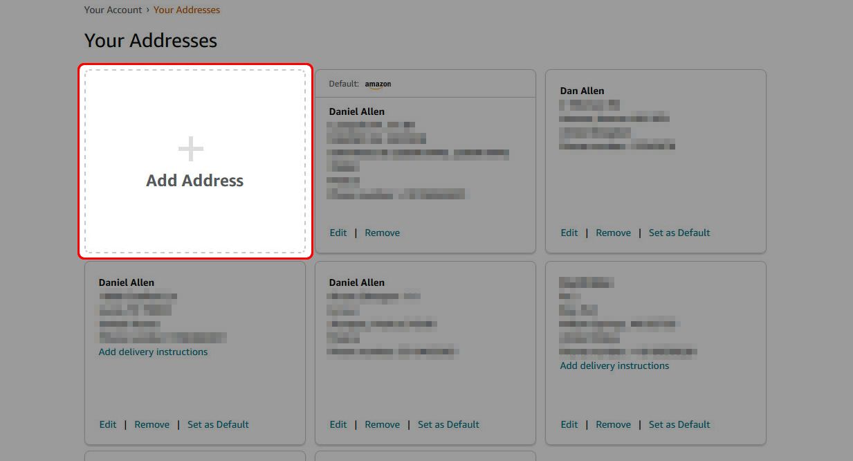Address a new address via Amazon address book