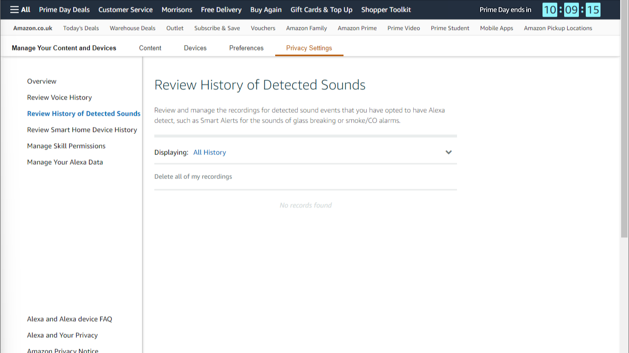 Amazon detected sounds