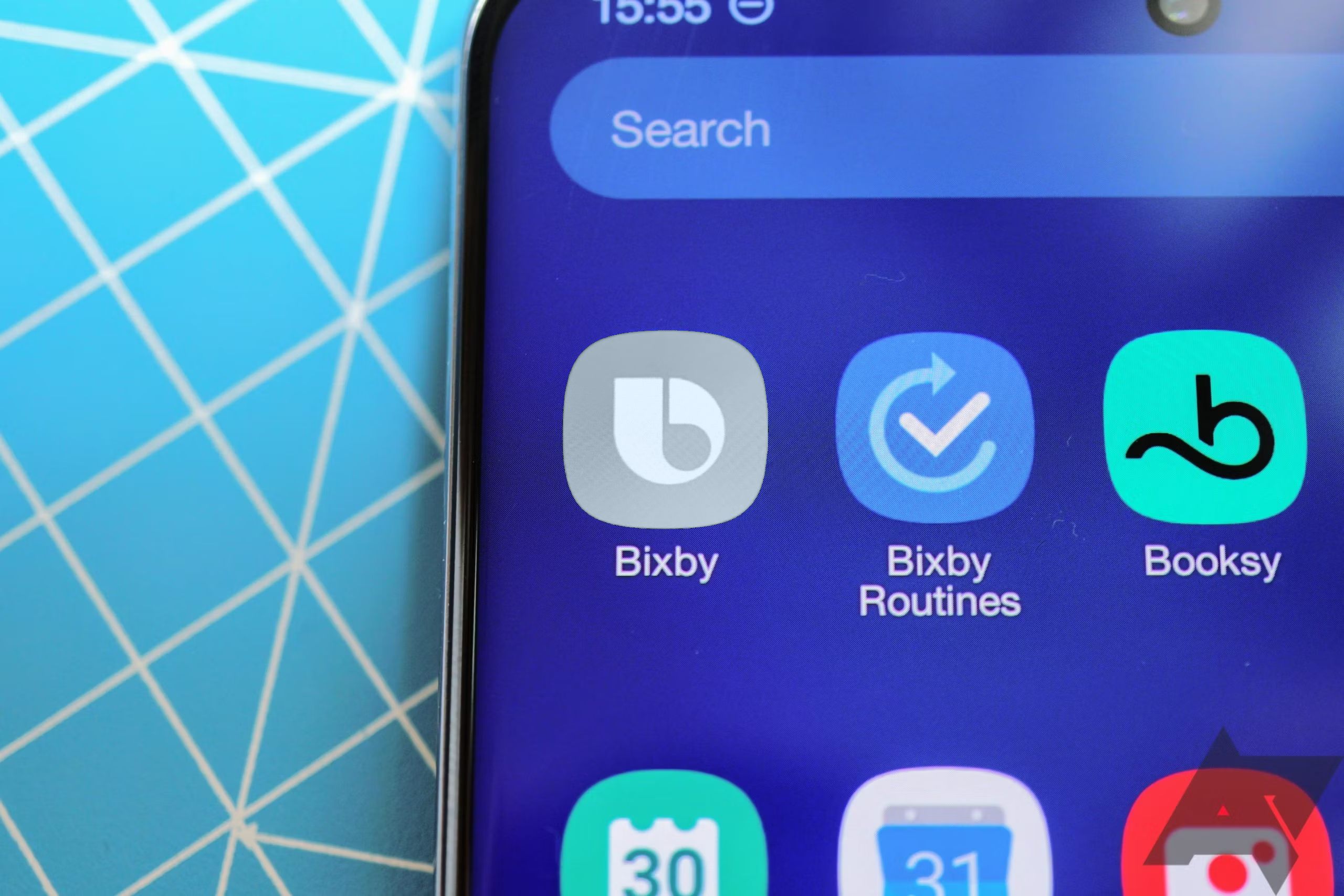 Tela do aplicativo Samsung mostrando aplicativos de rotina Bixby e Bixby