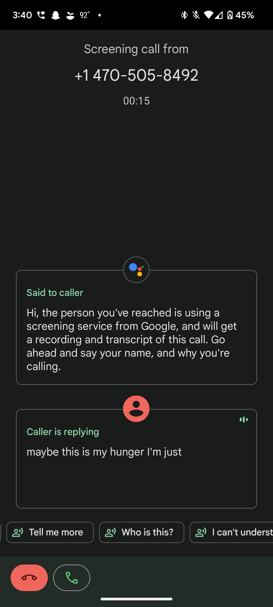 Triagem de chamada do Google Pixel 6