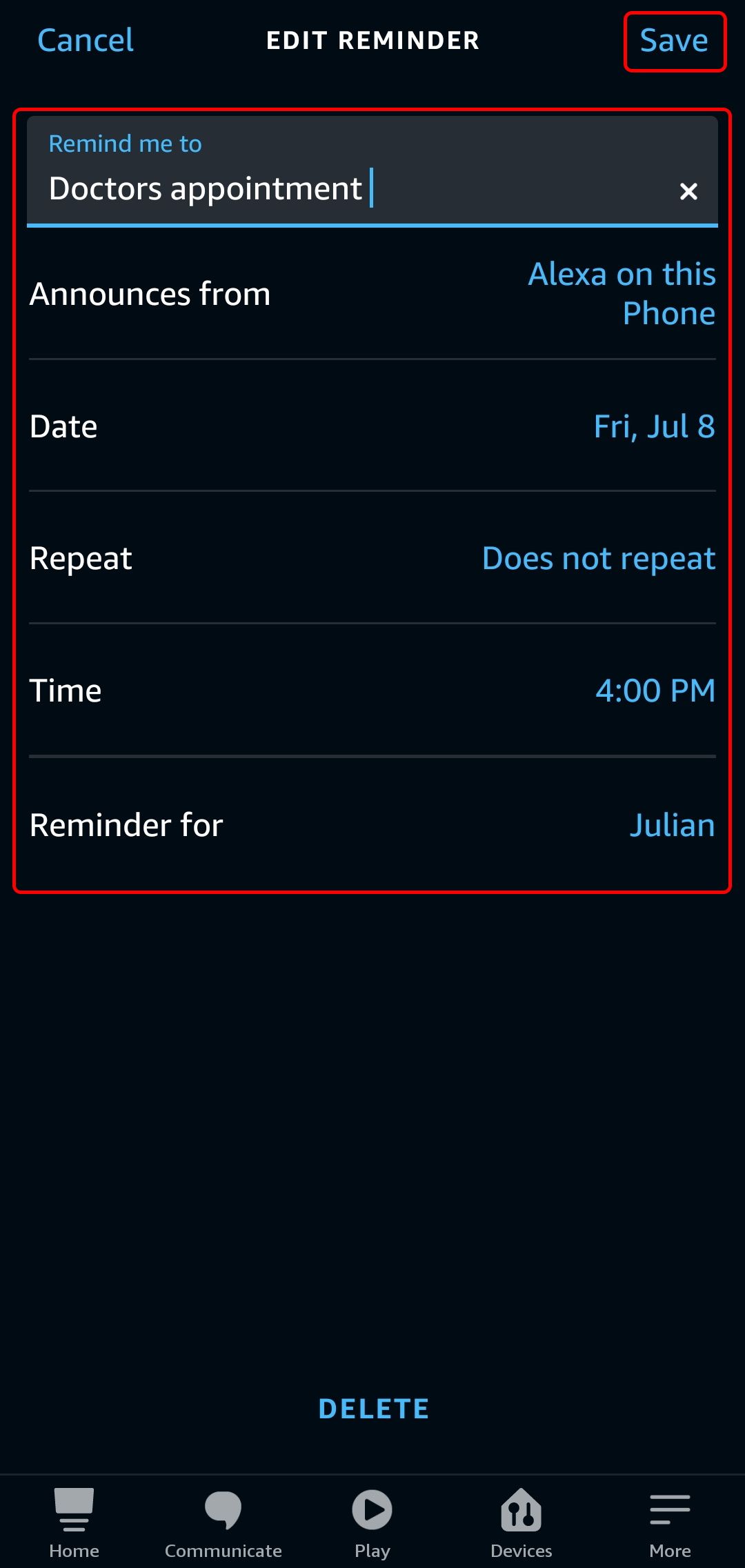 How to create reminders on your  Echo