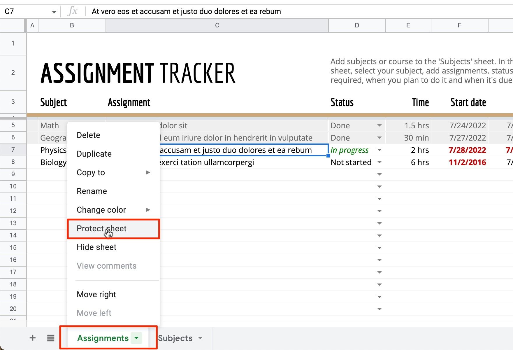 Google Sheets How to lock cells