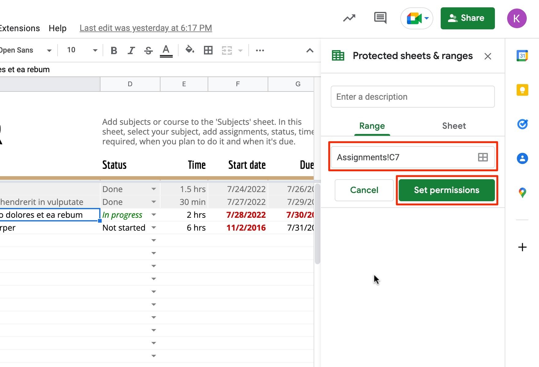 How To Lock Cells Google Sheets