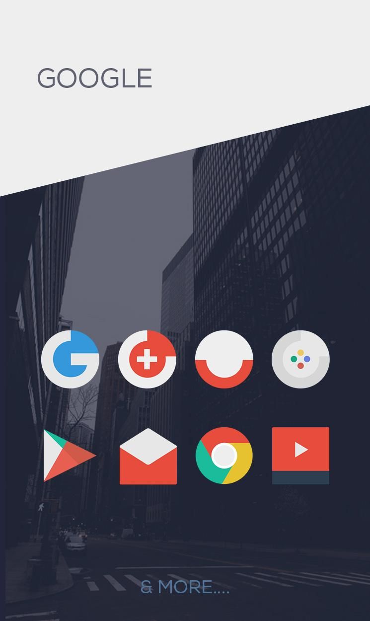 Minimalist - Icon Pack icon pack showcase with text on light and dark gray background