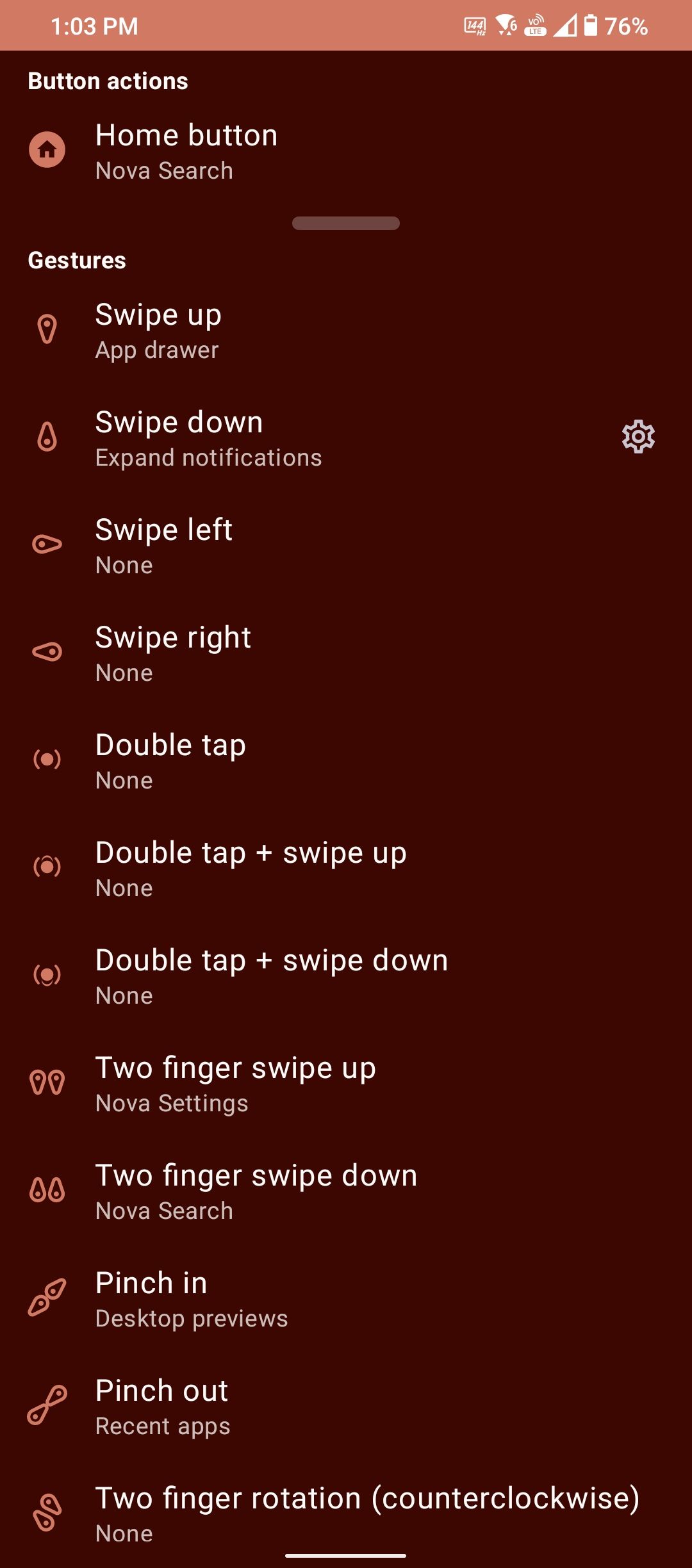 Nova 8 beta swipe gestures settings