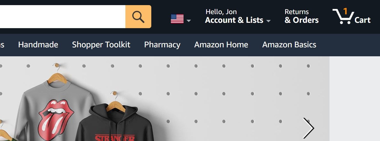 Amazon shopping desktop window homescreen