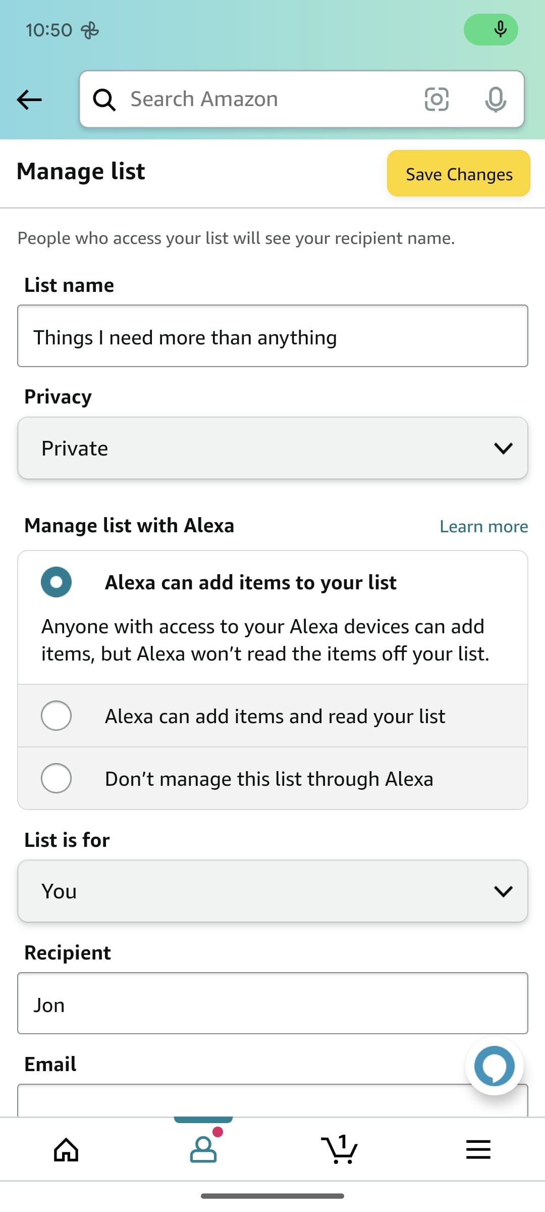 amazon app list management screen