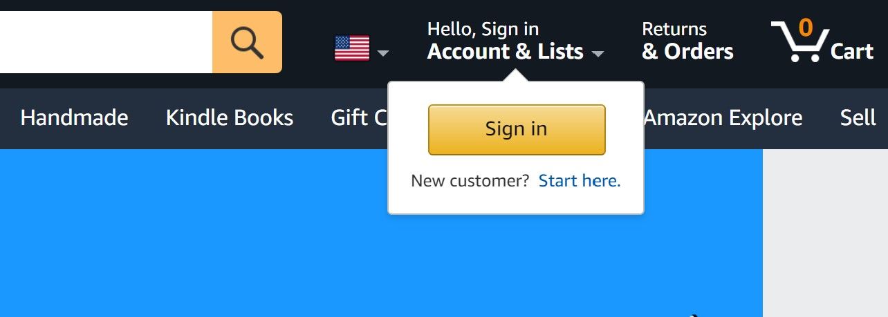 Amazon sign in pop up window desktop