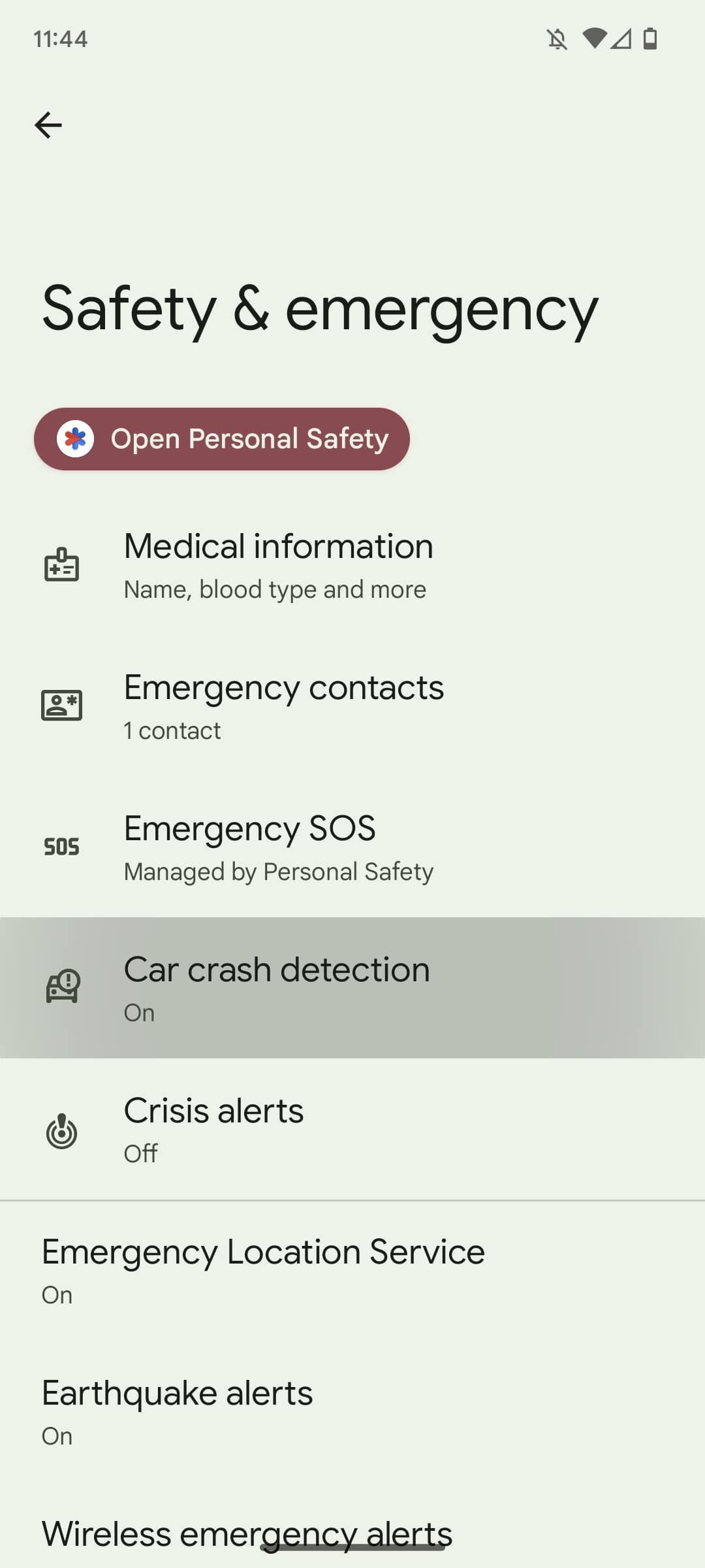 car crash information on Pixel
