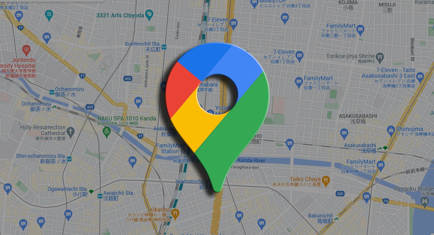 An illustration with Google Maps icon above a map.