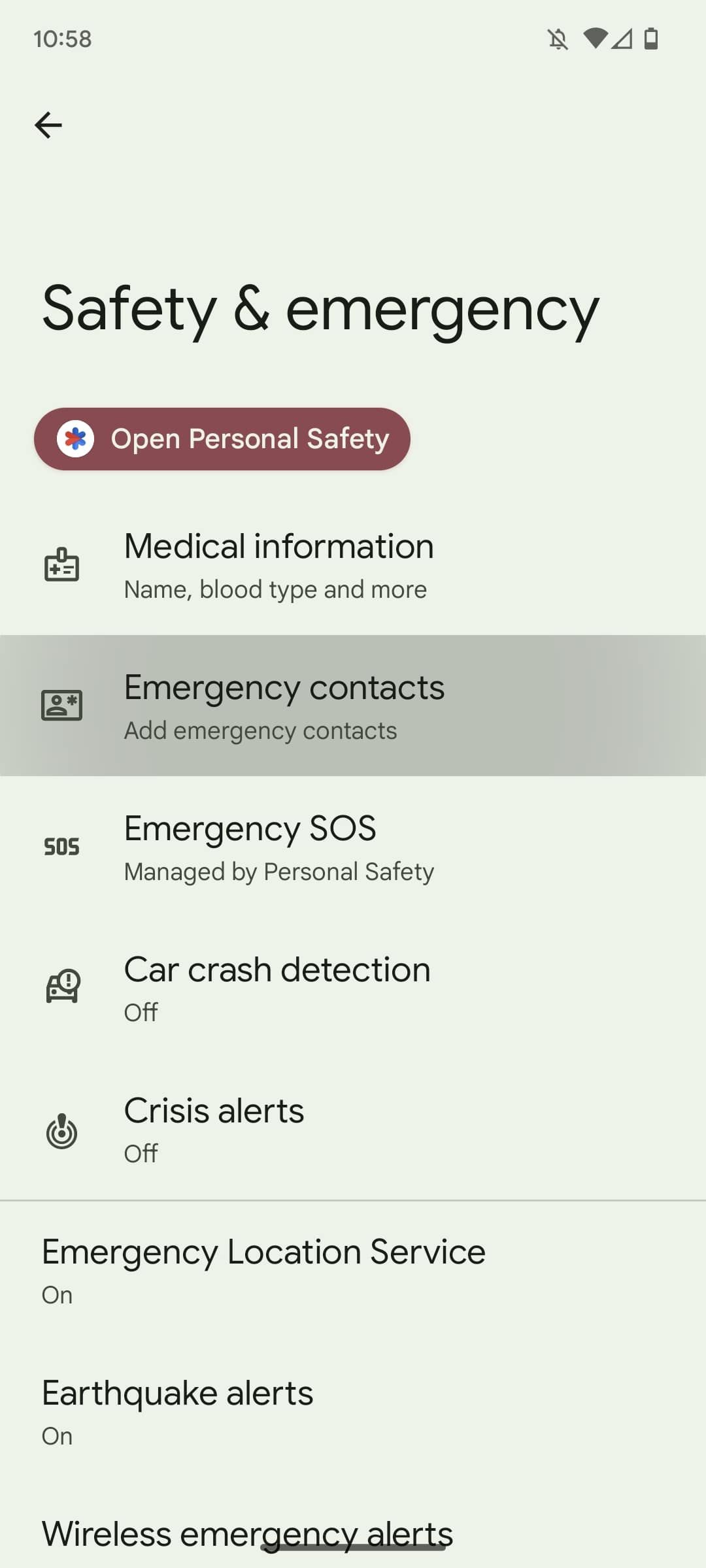 select emergency contacts