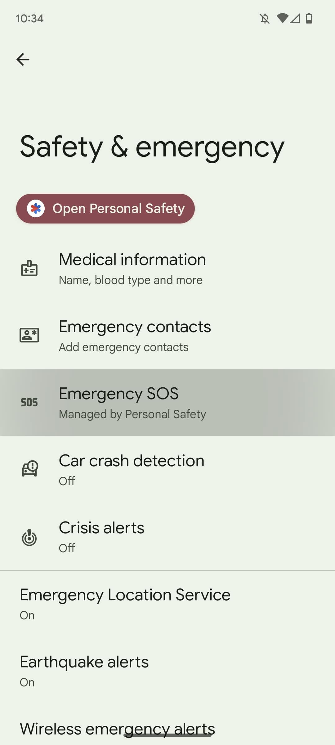 select Emergency SOS