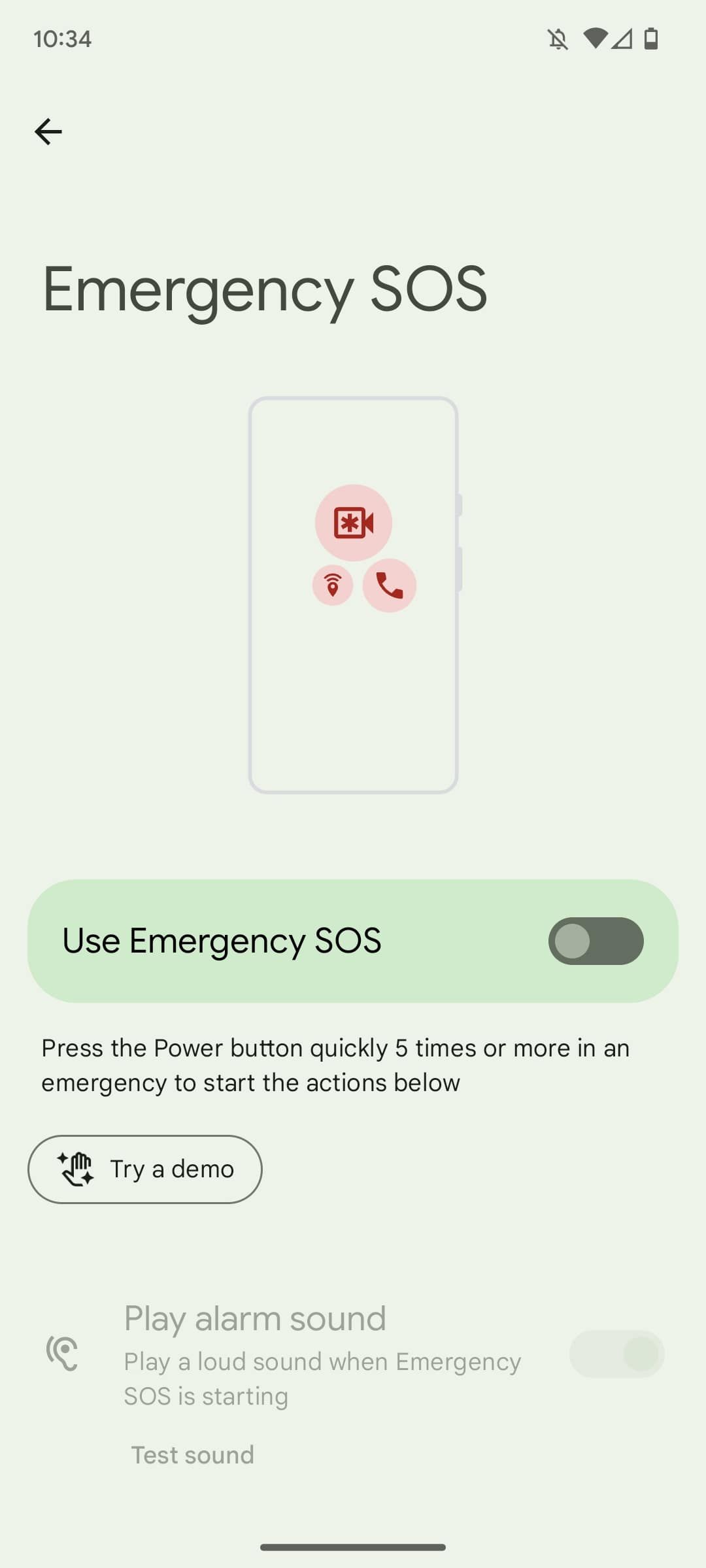 The Emergency SOS section of the Personal Safety app