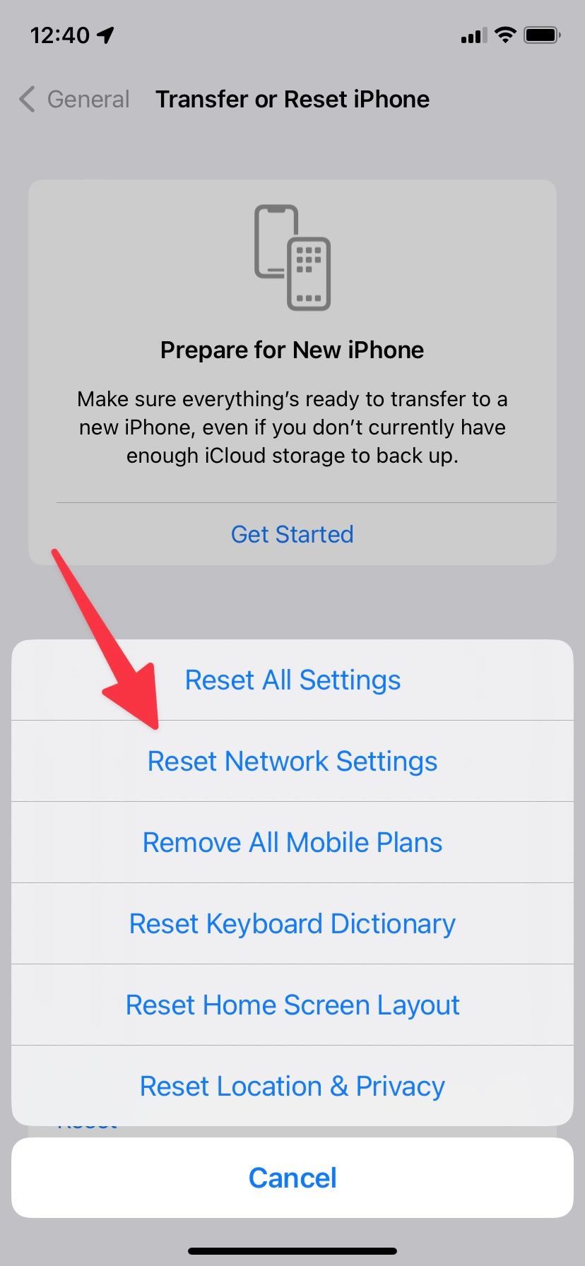 reset network settings on iPhone and iPad