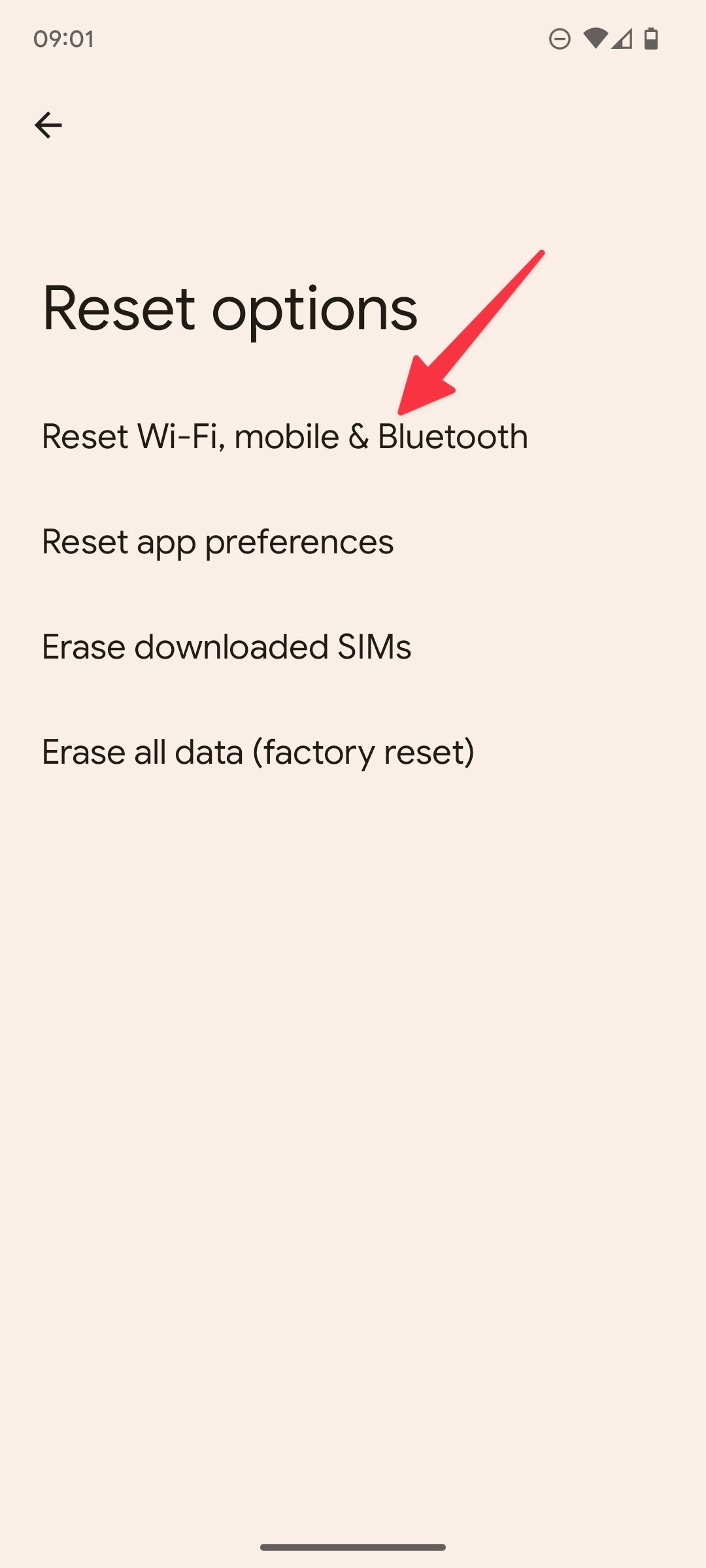 reset wifi bluetooth on Android phone
