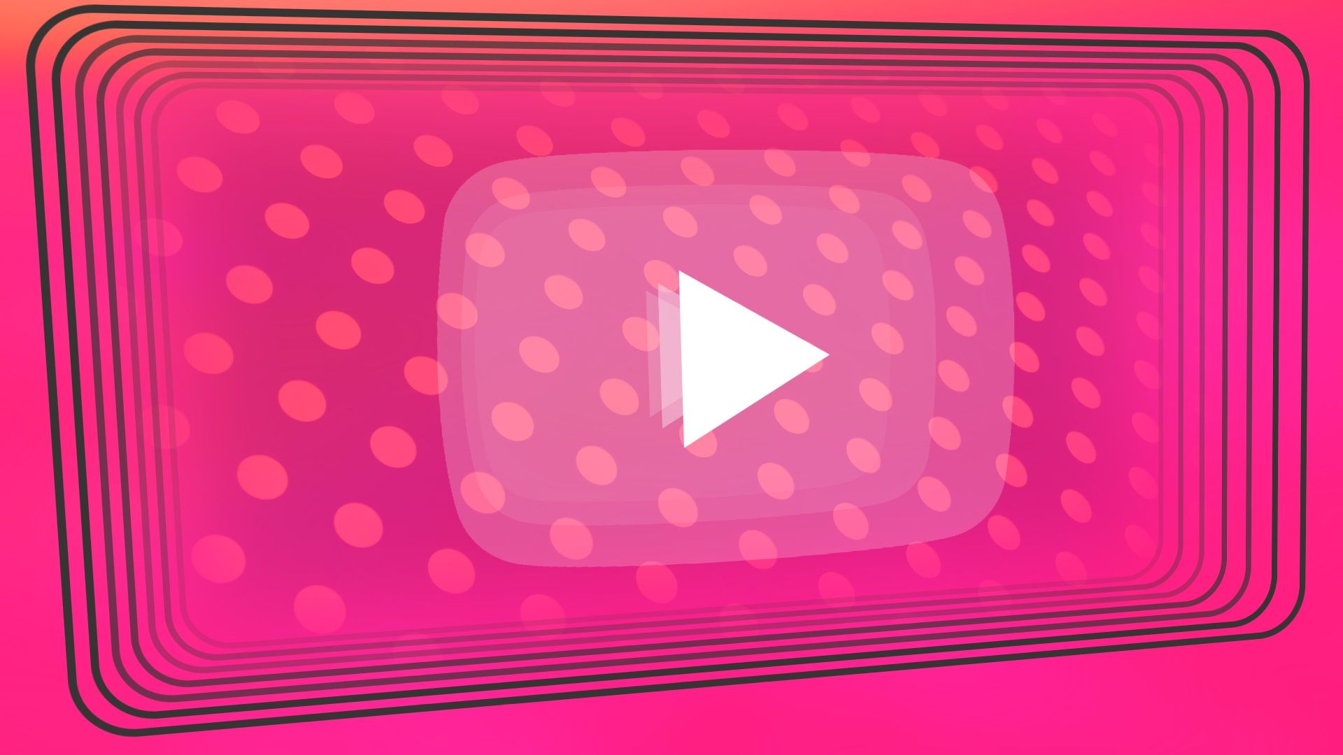 The YouTube logo against a pink polka dot background