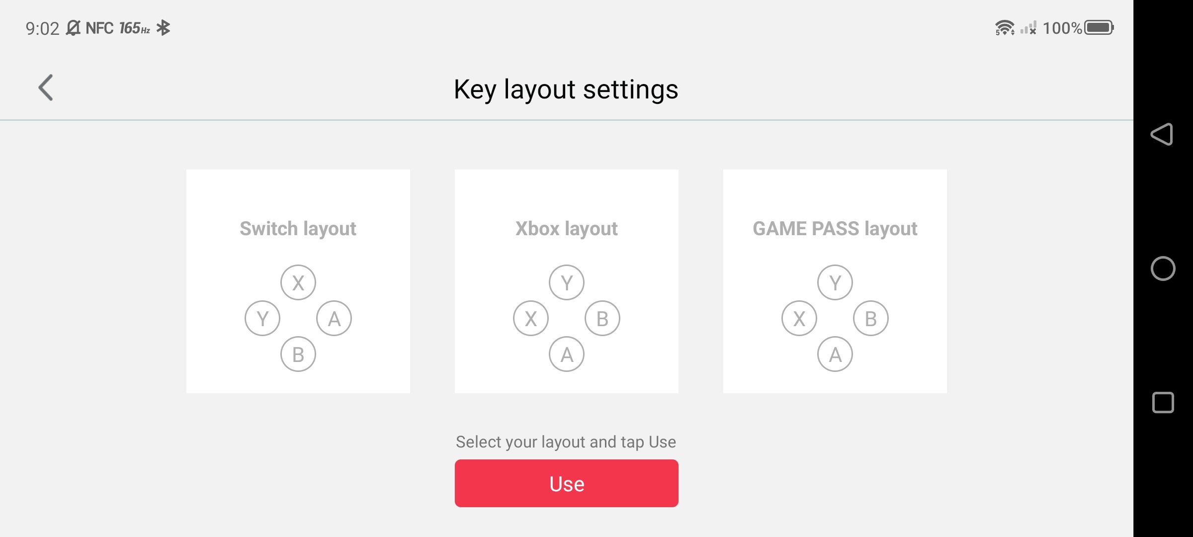 GameSir app button layout