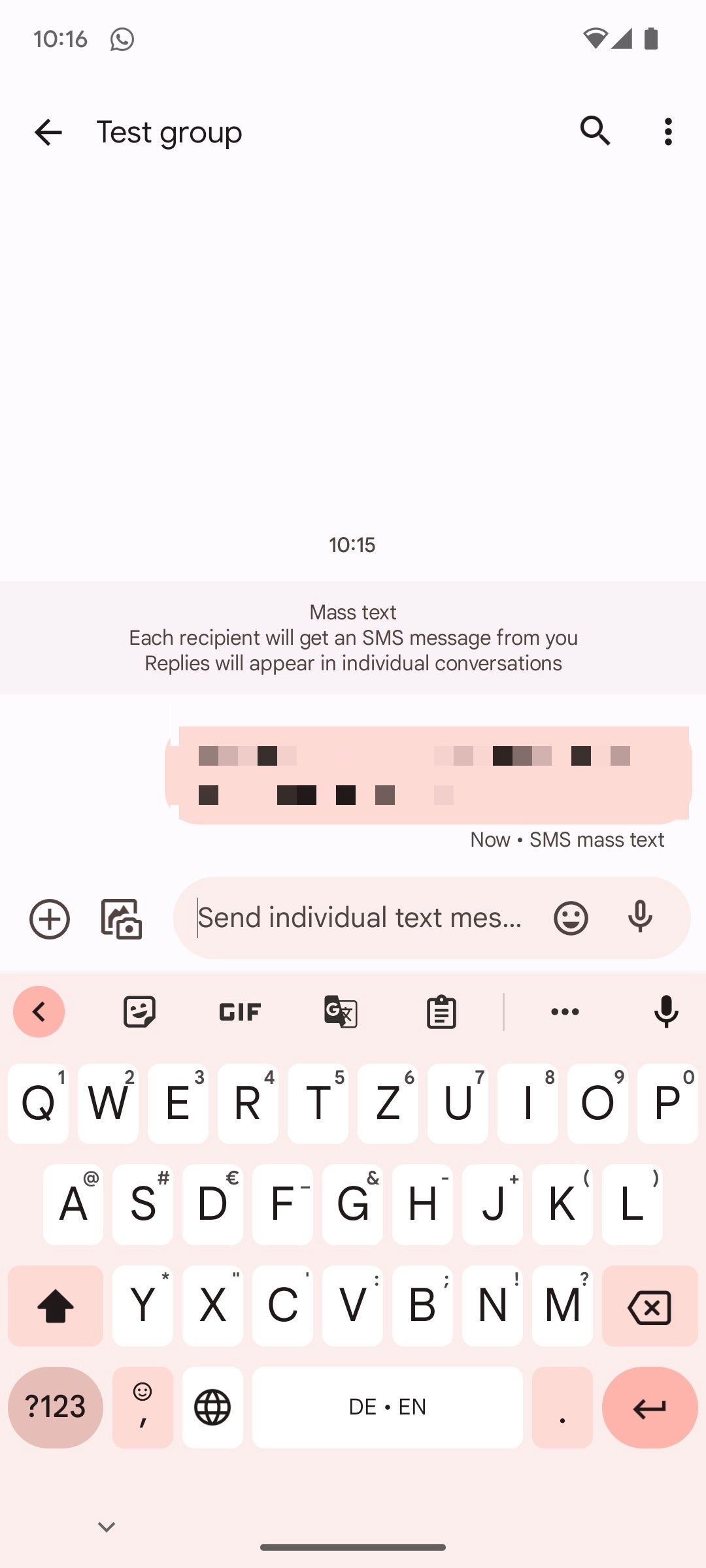 SMS-based group chat in Google Messages