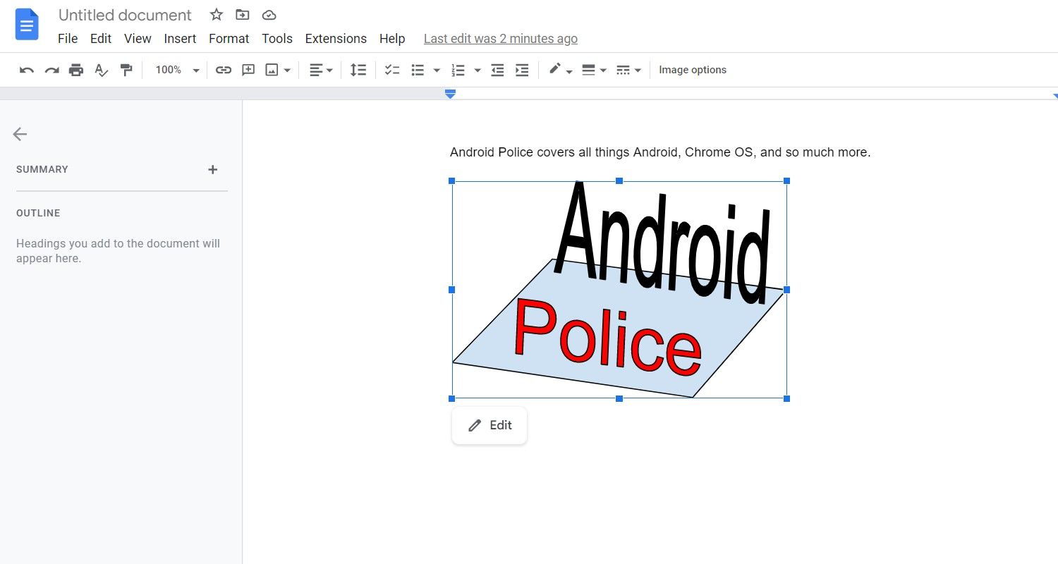 Click Edit when you can to make changes to the illustration in Google Docs