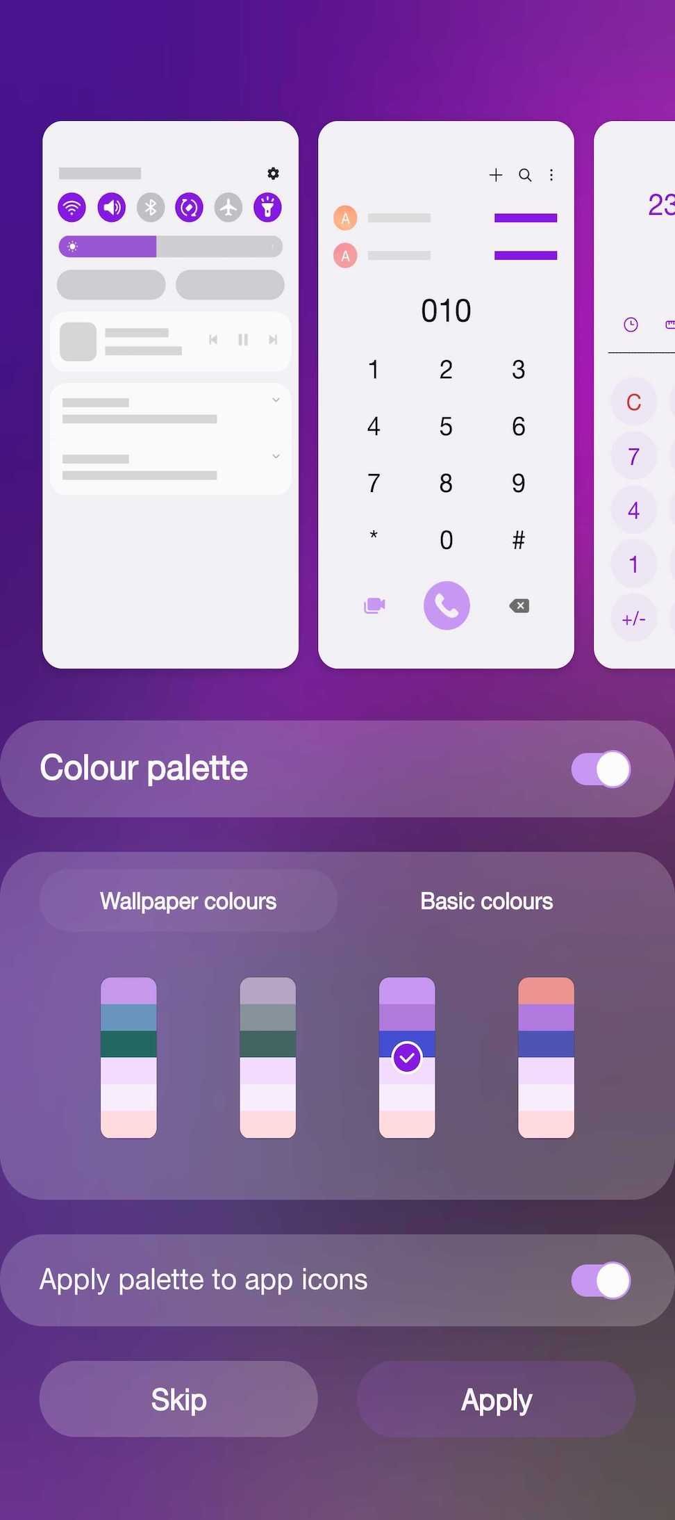One UI 5 Material You Color Palette