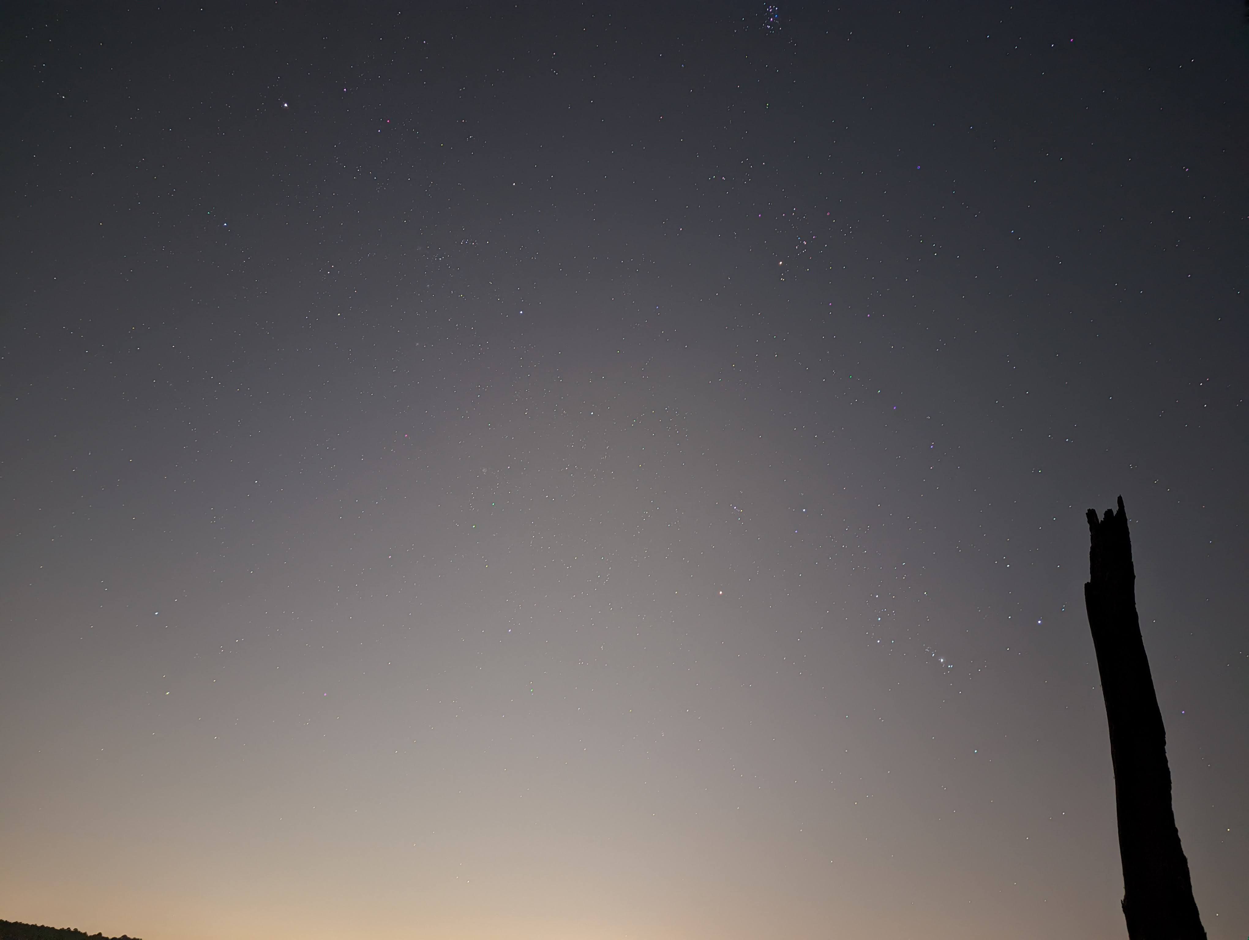 night sky with bright light source